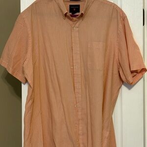 Saddlebred Men's Orange Checkered Plaid Button Down Shirt